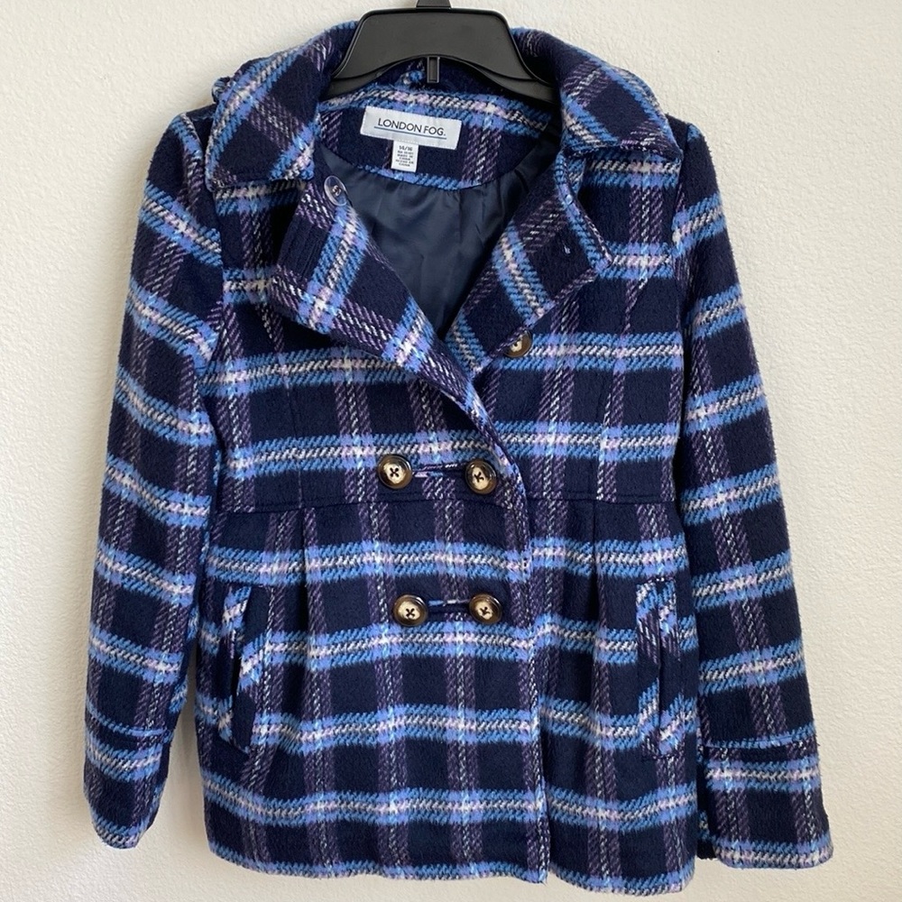 London Fog Girls 14-16 Peacoat with Hood- Size 14/16